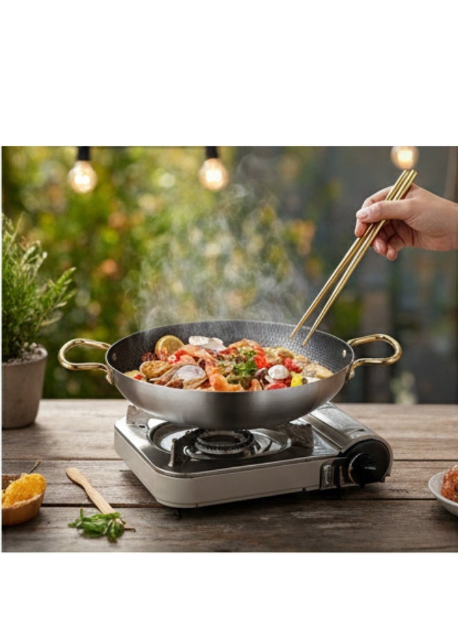Deep Stainless Steel Non-Stick Frying Pan – 24cm Wok Pan with Handles for Daily Meals - Image 3